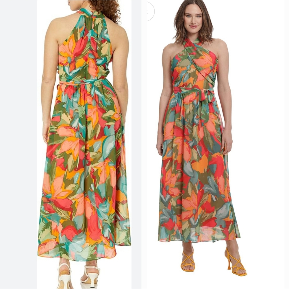 London Times Colorful Floral Maxi Dress